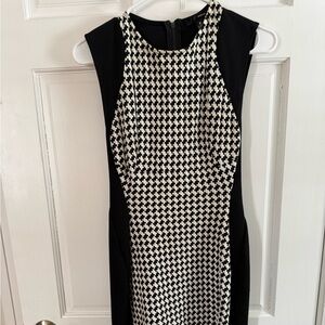 Aqua sleeveless houndstooth sheath dress